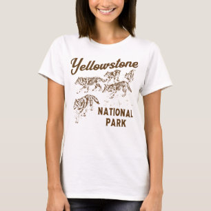 Retro Yellowstone National Park Wolf Pack Minimali T-Shirt