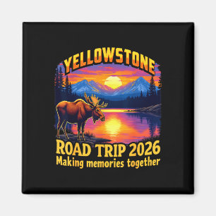 Retro yellowstone road trip 2026 summer vacation magnet