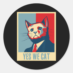 Retro Yes We Cat Funny Cat Lover Pet Owner  Classic Round Sticker