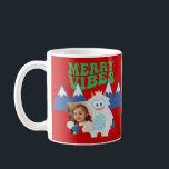 Retro Yeti Whimsical Kids Christmas  Coffee Mug<br><div class="desc">This whimsical Christmas mug features a festive hand illustrated yeti design with fun retro fonts. Easily customise the photo using the personalisation feature.</div>