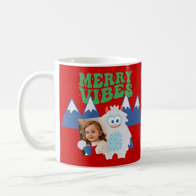 Retro Yeti Whimsical Kids Christmas  Coffee Mug (Left)