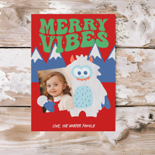 Retro Yeti Whimsical Kids Christmas Holiday Card