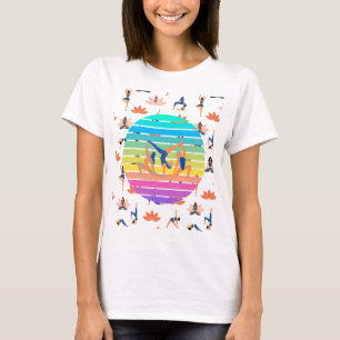 Retro Yoga in Vibrant Flow of Harmonious Colors T-Shirt