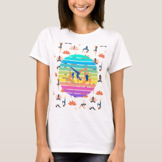 Retro Yoga in Vibrant Flow of Harmonious Colours T-Shirt