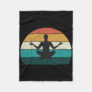 Retro Yoga Pose Vintage Mind Meditation Body Worko Fleece Blanket