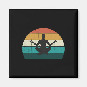 Retro Yoga Pose Vintage Mind Meditation Body Worko Magnet