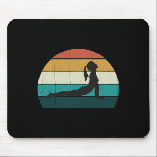 Retro Yoga Pose Vintage Mind Meditation Body Worko Mouse Pad