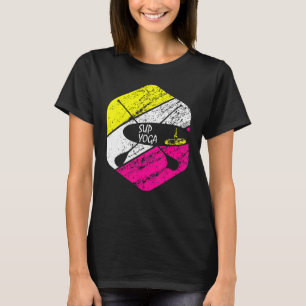 Retro Yoga Sup Paddle Board Warrior Pose Virabhadr T-Shirt