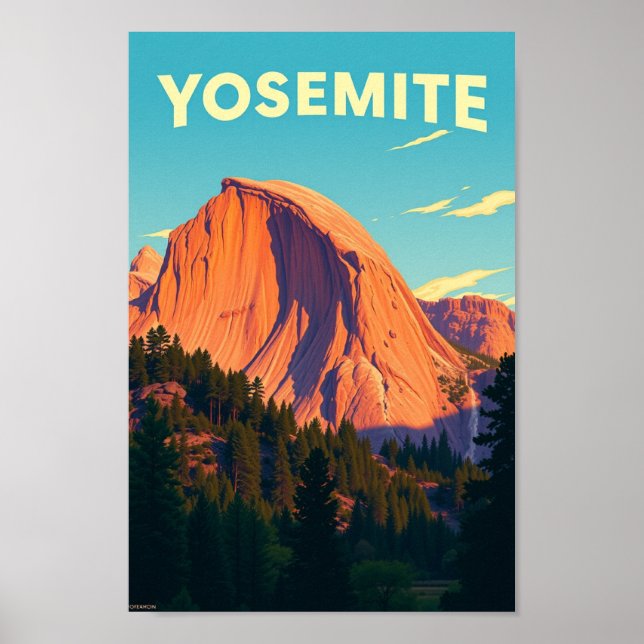 Retro Yosemite California Travel Illustration Poster (Front)