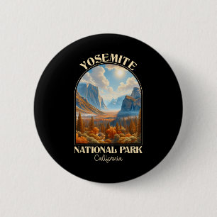 Retro Yosemite National Park Autumn Season Camping 6 Cm Round Badge