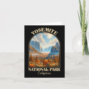 Retro Yosemite National Park Autumn Season Camping Card
