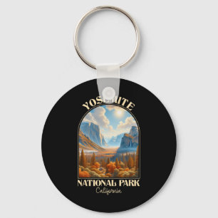 Retro Yosemite National Park Autumn Season Camping Key Ring