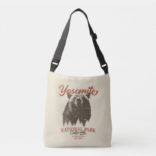 Retro Yosemite National Park California Black Bear Crossbody Bag