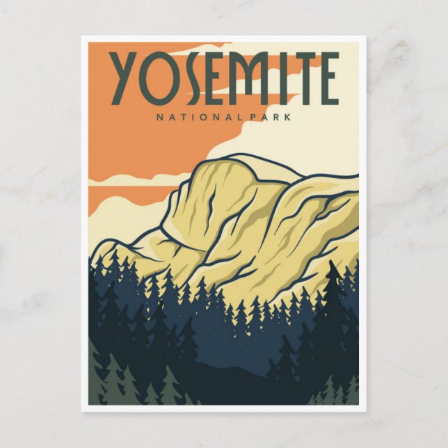 retro Yosemite National Park Half Dome California Postcard (Front)