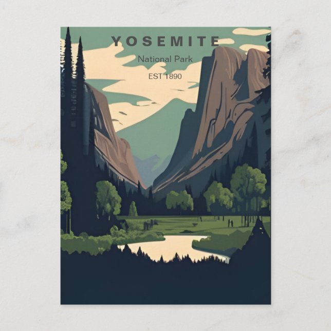 retro Yosemite National Park Half Dome California Postcard (Front)