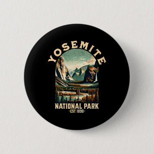 Retro Yosemite National Park Usa Vintage Hiking 6 Cm Round Badge