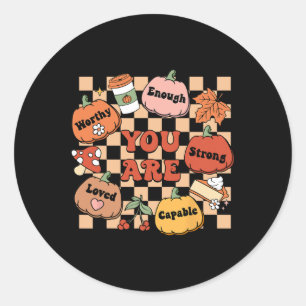 Retro You Are Pumpkin Fall School Counsellor Thank Classic Round Sticker