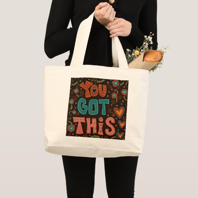Retro You Got This Inspirivity Large Tote Bag (Front (Product))