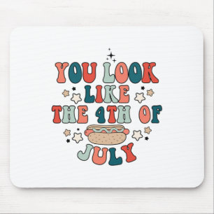 Retro You Look Like The 4th Of July Hot Dog Indepe Mouse Pad