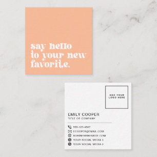 Retro Your New Favourite   Business Branding Peach Square Business Card