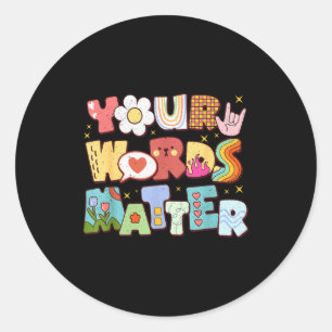 Retro Your Words Sped Special Education Teacher Ki Classic Round Sticker