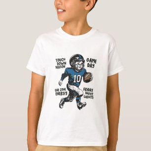 Retro Youth Football Player Touchdown Season T-Shirt