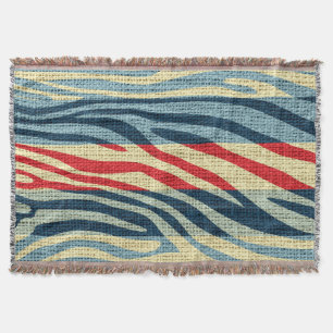 Retro Zebra Skin Print Pattern Burlap Rustic #10 Throw Blanket