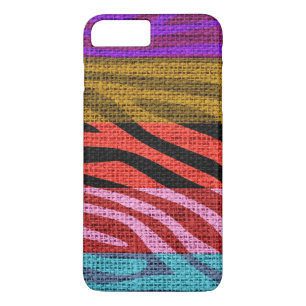 Retro Zebra Skin Print Pattern Burlap Rustic #12 iPhone 8 Plus/7 Plus Case