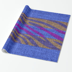 Retro Zebra Skin Print Pattern Burlap Rustic #3 Wrapping Paper