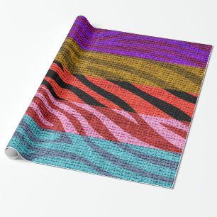 Retro Zebra Skin Print Pattern Burlap Rustic Wrapping Paper