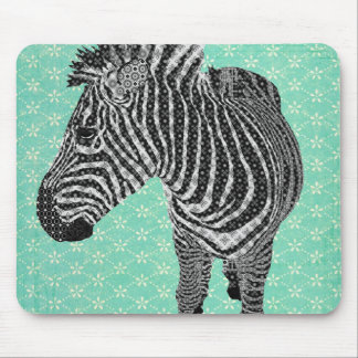 Retro Zebra Turqoise Mousepad