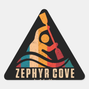 Retro Zephyr Cove Kayaking Triangle Sticker