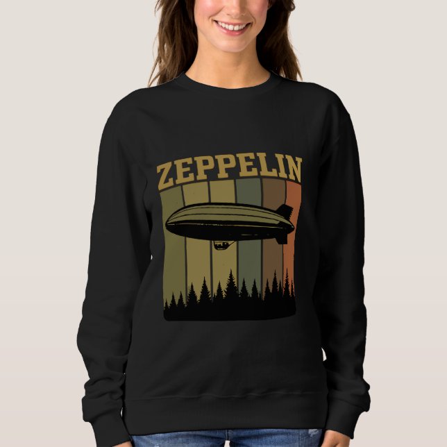 Retro Zeppelin 70s 80s Dirigible Airship Zepelin Z Sweatshirt (Front)