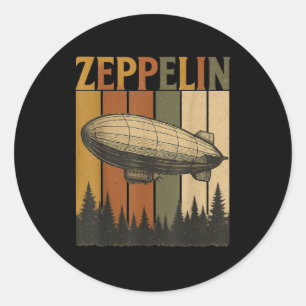Retro Zeppelin Airship Shirt Vintage Rock Style Te Classic Round Sticker