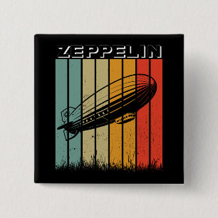 Retro Zeppelin Dirigible Airship Zepelin Zepplin 15 Cm Square Badge