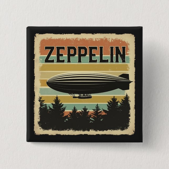 Retro Zeppelin Dirigible Airship Zepelin Zepplin 15 Cm Square Badge (Front)
