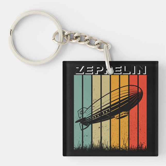 Retro Zeppelin Dirigible Airship Zepelin Zepplin Key Ring (Front)
