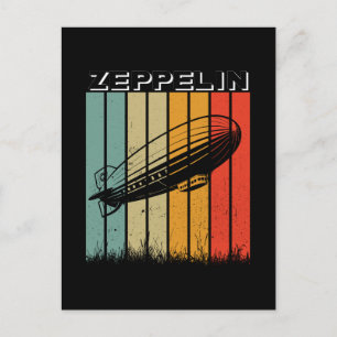 Retro Zeppelin Dirigible Airship Zepelin Zepplin Postcard