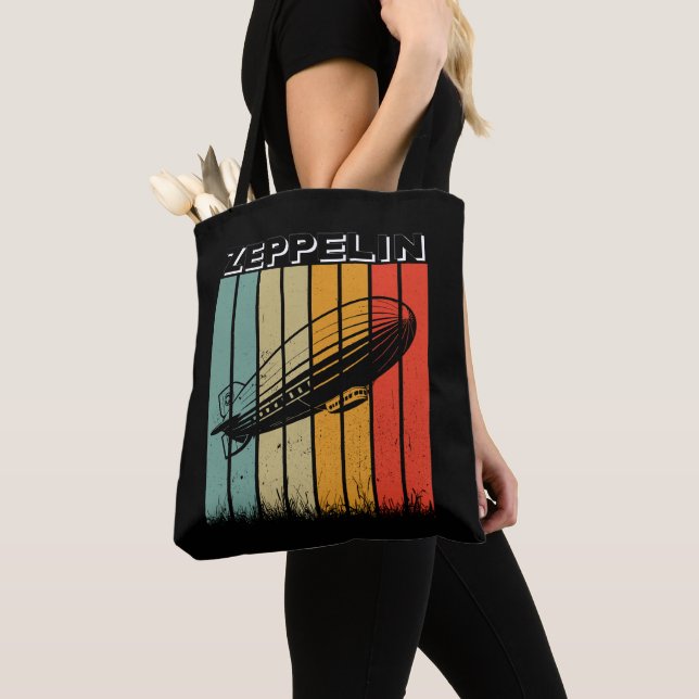Retro Zeppelin Dirigible Airship Zepelin Zepplin Tote Bag (Close Up)