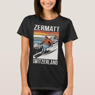 Retro Zermatt Switzerland Ski Resort T-Shirt