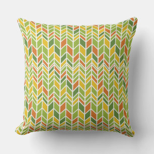Retro Zig-Zag Orange & Green Chevron Cushion