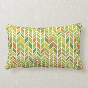Retro Zig-Zag Orange & Green Chevron Lumbar Cushion