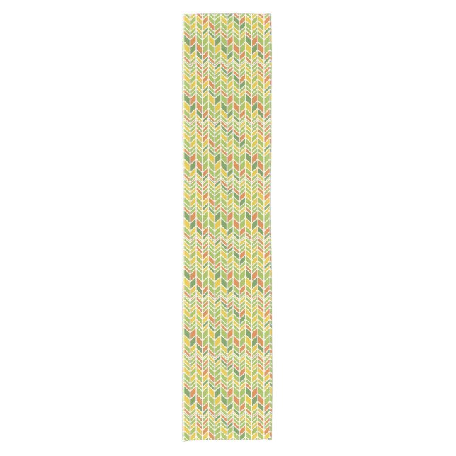 Retro Zig-Zag Orange & Green Chevron Short Table Runner (Front)