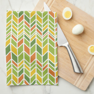 Retro Zig-Zag Orange & Green Chevron Tea Towel