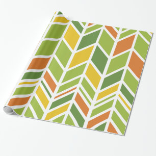 Retro Zig-Zag Orange & Green Chevron Wrapping Paper