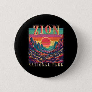 Retro Zion National Park Utah Mountain Women Men K 6 Cm Round Badge