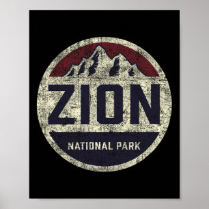 Retro Zion National Park Utah Mountain Women Men K Poster