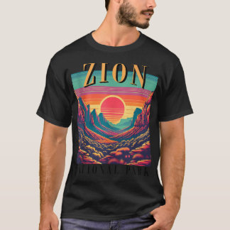 Retro Zion National Park Utah Mountain Women Men T-Shirt