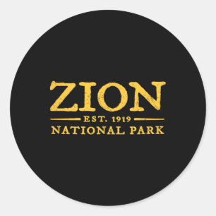 Retro Zion National Park Utah Vintage Women Men Ki Classic Round Sticker