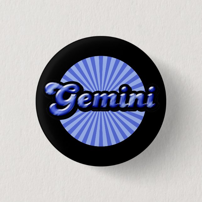 Retro Zodiac Gemini Pinback Button (Front)